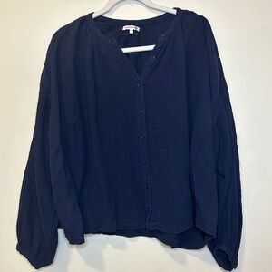 Sundry‎ Women's Free Spirit Shirt in Navy Blouse Oversized Cotton Size 3 / Large
